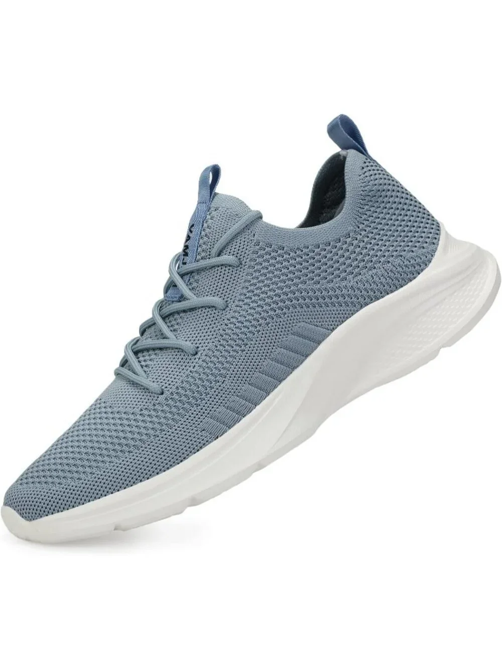 Men's Light Blue Lightweight Breathable Flying Knitting Lace Up Walking Sneaker